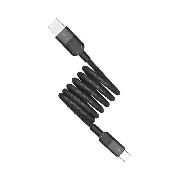 كيبل مغناطيسي Momax Mag-Link بقوة 66 واط، من USB-A إلى USB-C، طول 1 متر | أسود