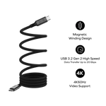 كيبل شحن مغناطيسي USB-C من الجهتين بقوة 100 واط 1 متر من موماكس | أسود