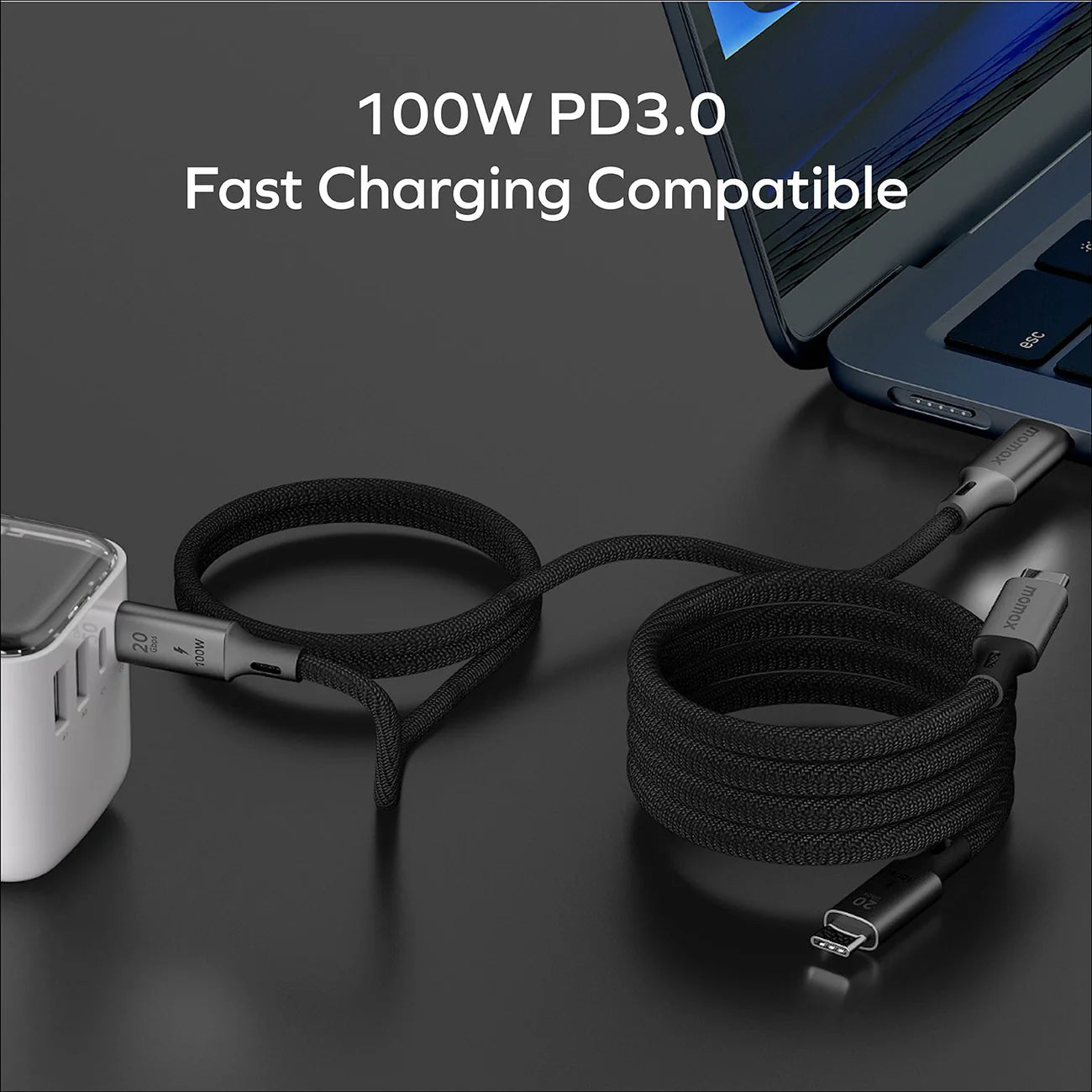 Momax Mag Link 100W Magnetic USB-C to USB-C Cable 1m Black