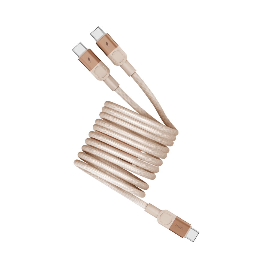كيبل مغناطيسي Momax Mag-Link بقوة 100 واط، من USB-C إلى USB-C مزدوج، طول 2 متر | تيتانيوم صحراوي