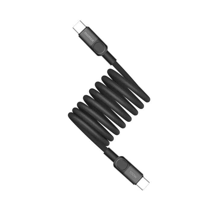 كيبل مغناطيسي Momax Mag-Link بقوة 100 واط، من USB-C إلى USB-C، طول 2 متر | أسود