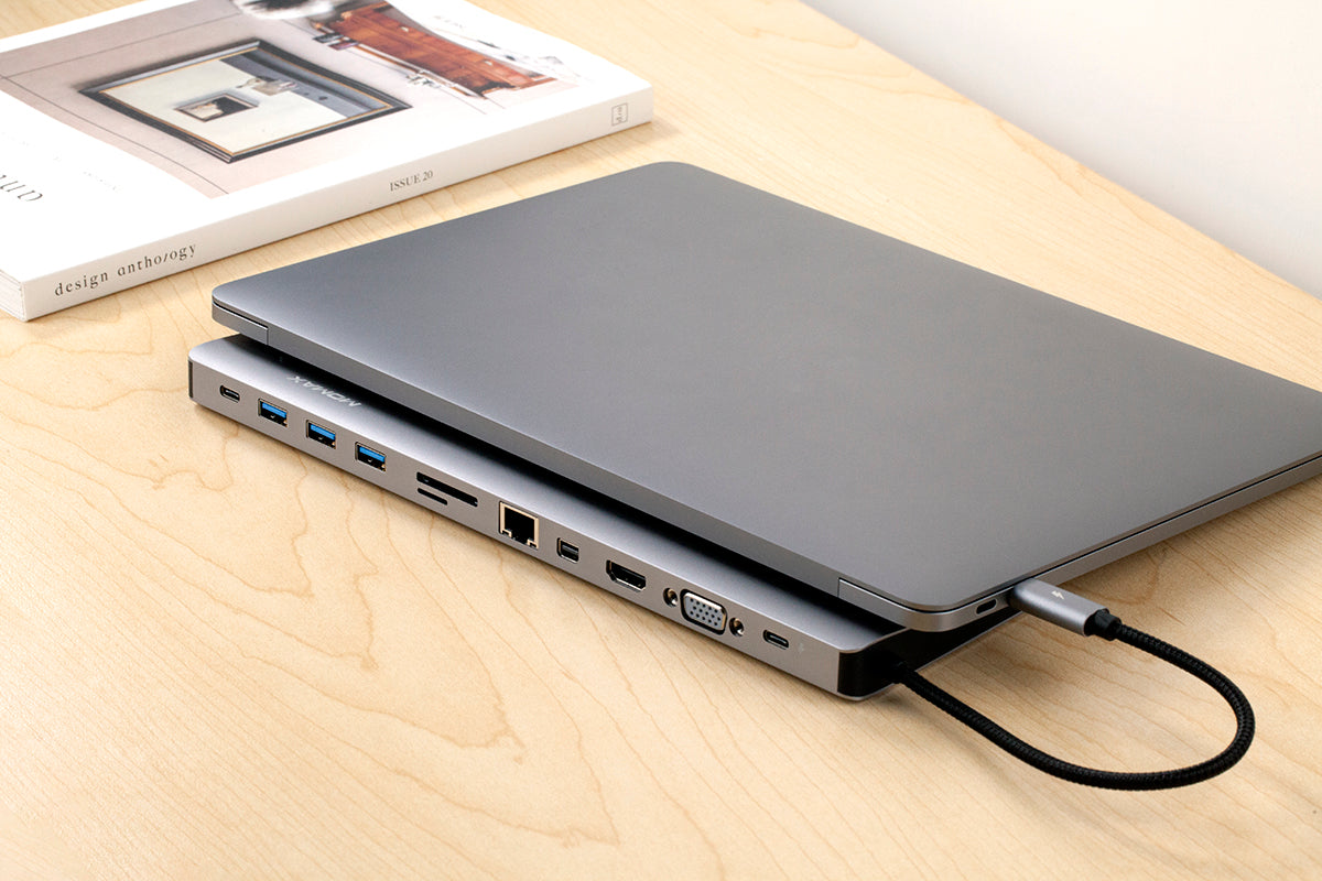 Momax OneLink 12-in-1 USB-C Docking Station – 100W PD, 4K HDMI, USB 3.0, Micro SD & Mini DisplayPort | Silver