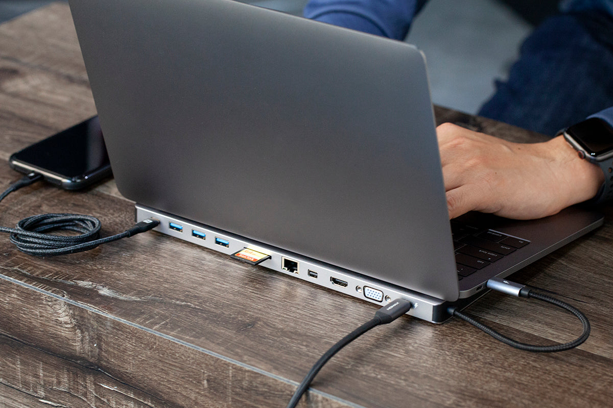Momax OneLink 12-in-1 USB-C Docking Station – 100W PD, 4K HDMI, USB 3.0, Micro SD & Mini DisplayPort | Silver