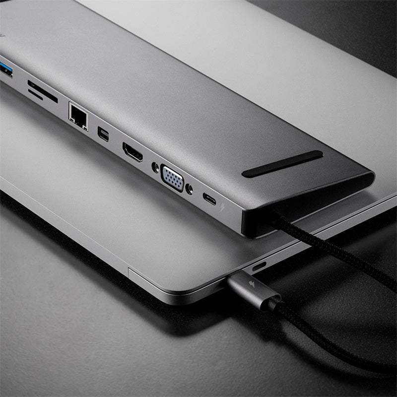 Momax OneLink 12-in-1 USB-C Docking Station – 100W PD, 4K HDMI, USB 3.0, Micro SD & Mini DisplayPort | Silver