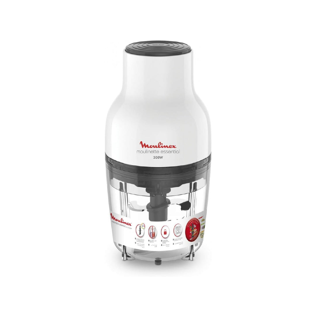 قطاعة الطعام الأساسية  من Moulinex  – قوة 300 واط | سعة 400 مل | 4 شفرات من الفولاذ المقاوم للصدأ