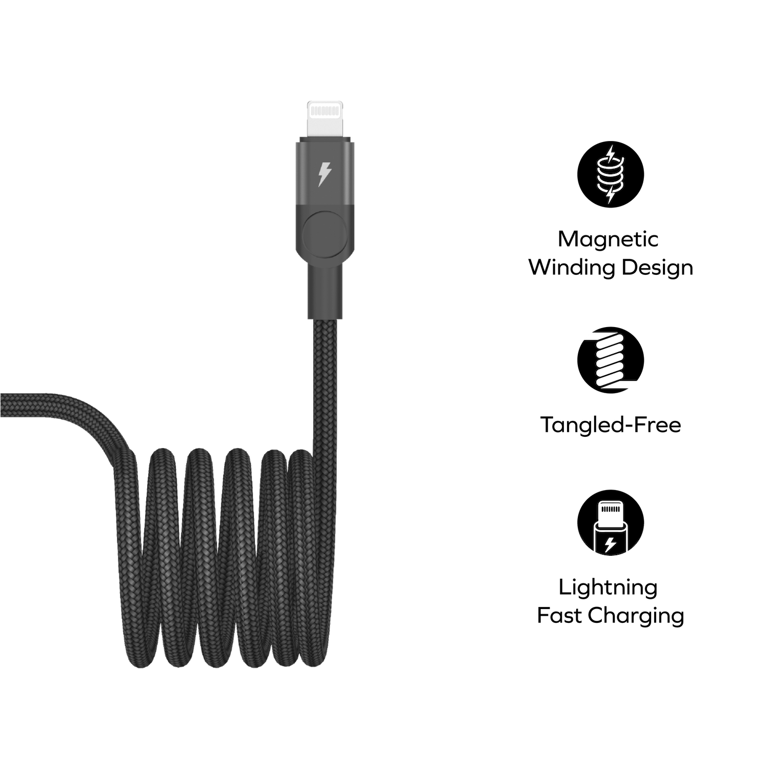 كيبل ماج لينك USB-C إلى Lightning مغناطيسي 60 واط بطول 2 متر من Momax | أسود