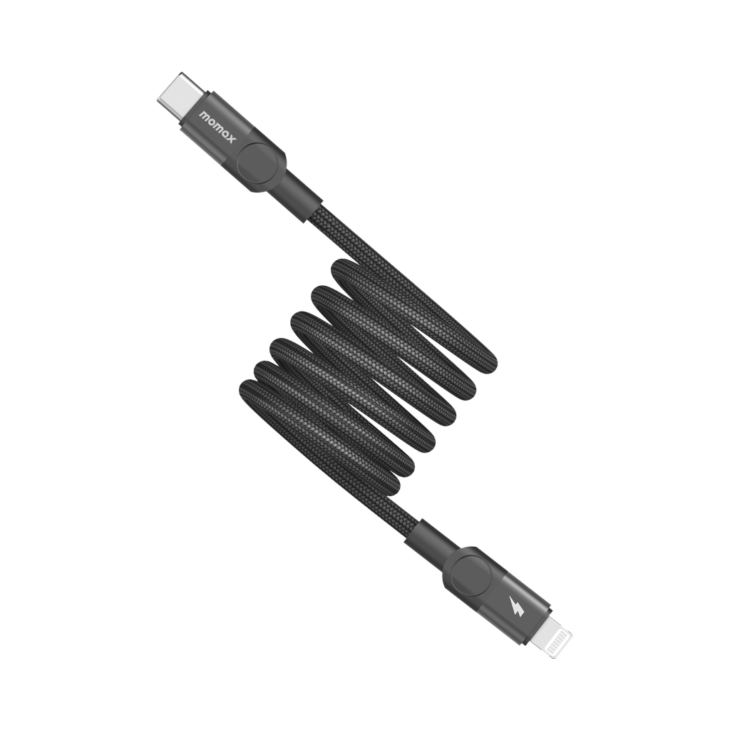 كيبل Momax Mag.Link بطرف USB-C إلى Lightning مغناطيسي 60 واط بطول 1 متر | أسود