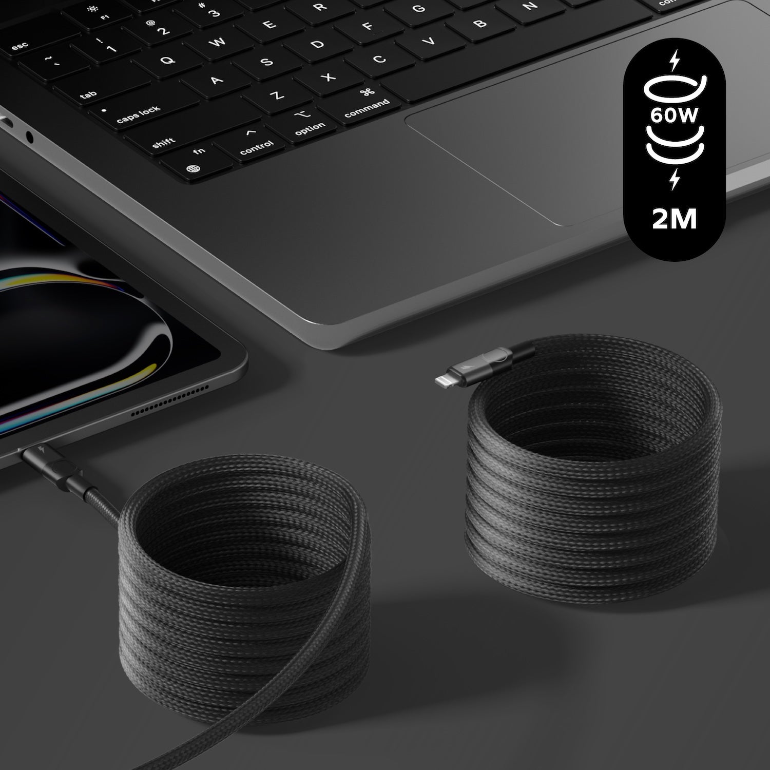 كيبل ماج لينك USB-C إلى Lightning مغناطيسي 60 واط بطول 2 متر من Momax | أسود
