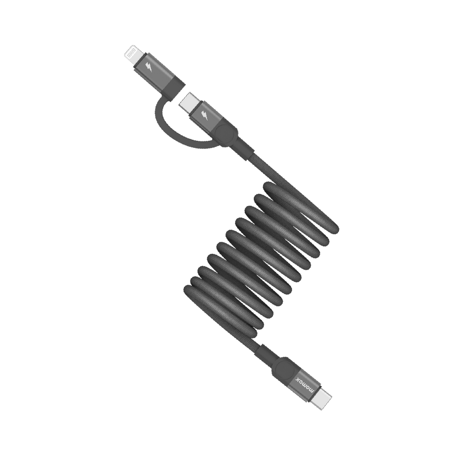 كيبل مغناطيسي Momax Mag-Link بقوة 60 واط، من USB-C إلى USB-C وLightning، طول 2 متر | أسود