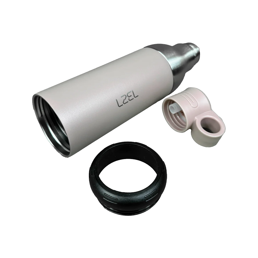 LZEL Natura Elva Vacuum Bottle Dual 400 mL + 400 mL | Milk Tea Aluminum