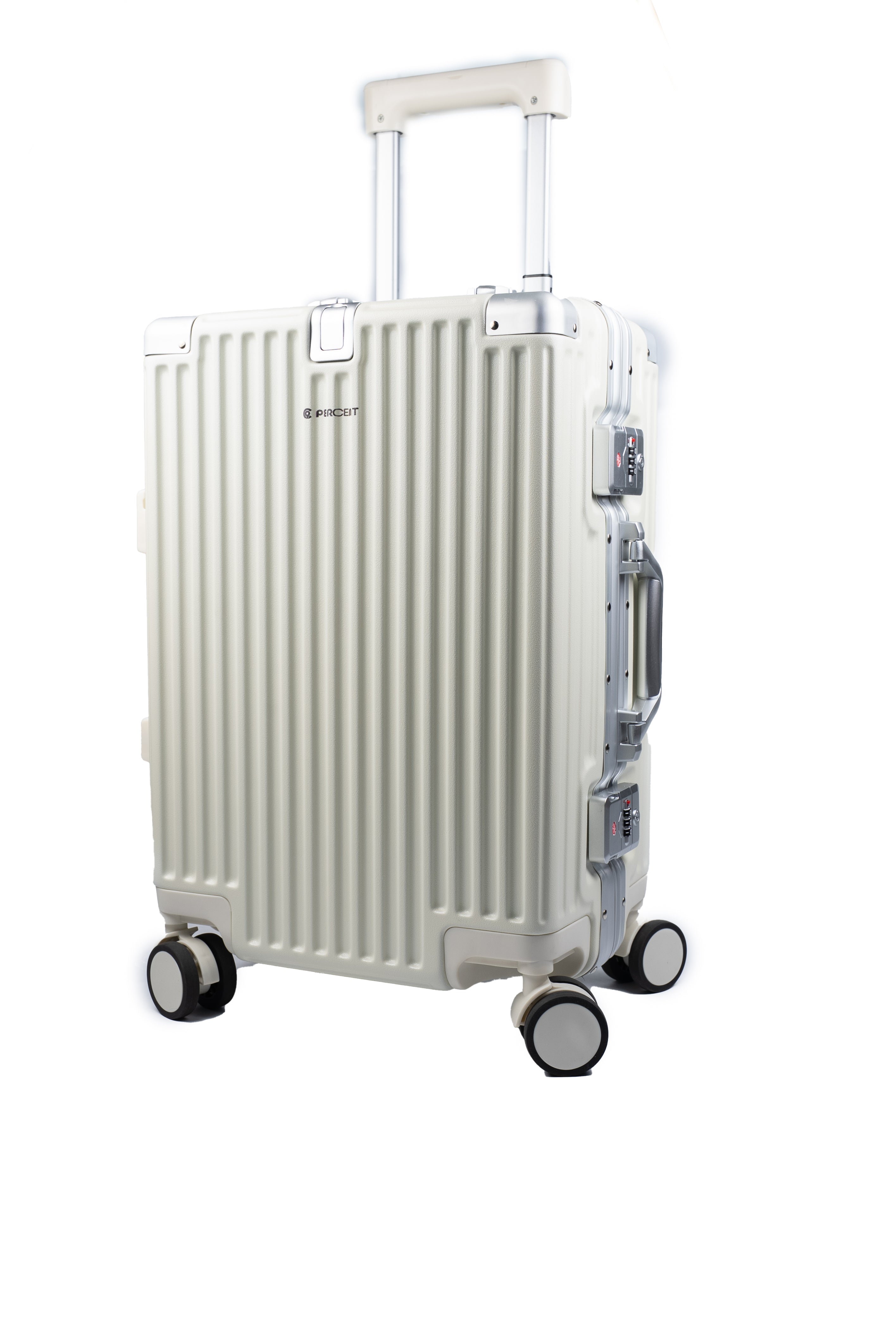 90 Percent 4 Wheels ABS Aluminum Frame 20 Inch Suitcase | White