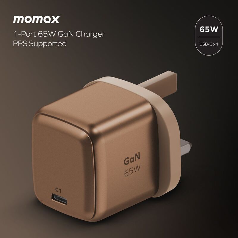 شاحن حائط من Momax 1-Charger GaN Tech بقدرة 65 واط – منفذ واحد | بيچ