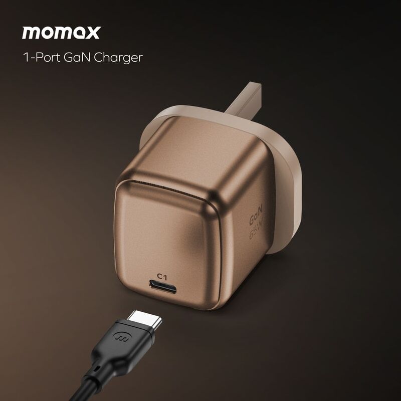 شاحن حائط من Momax 1-Charger GaN Tech بقدرة 65 واط – منفذ واحد | بيچ