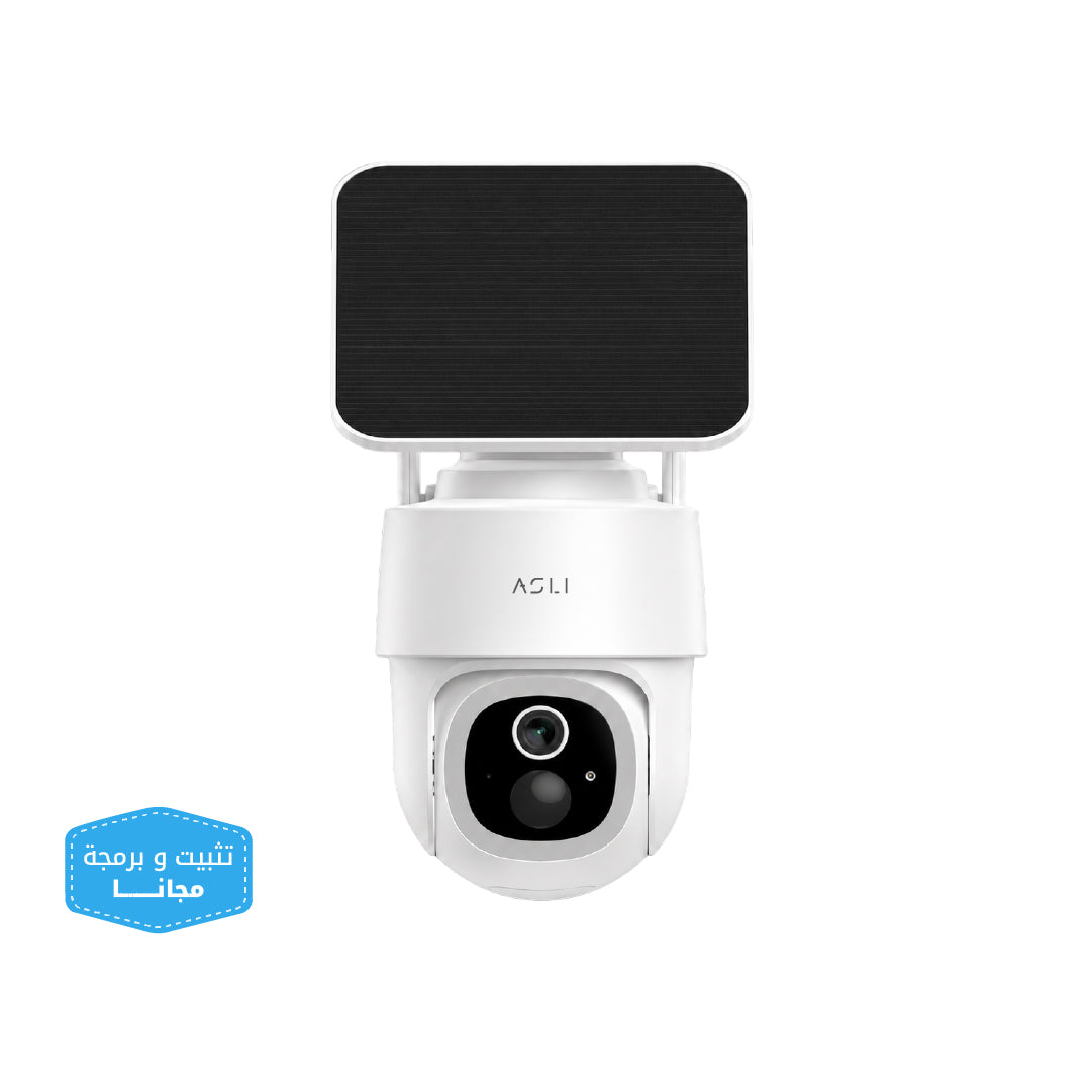 كاميرا Asli Global EcoView الذكية الخارجية - دقة 4MP - تعمل بالطاقة الشمسية - اتصال 4G