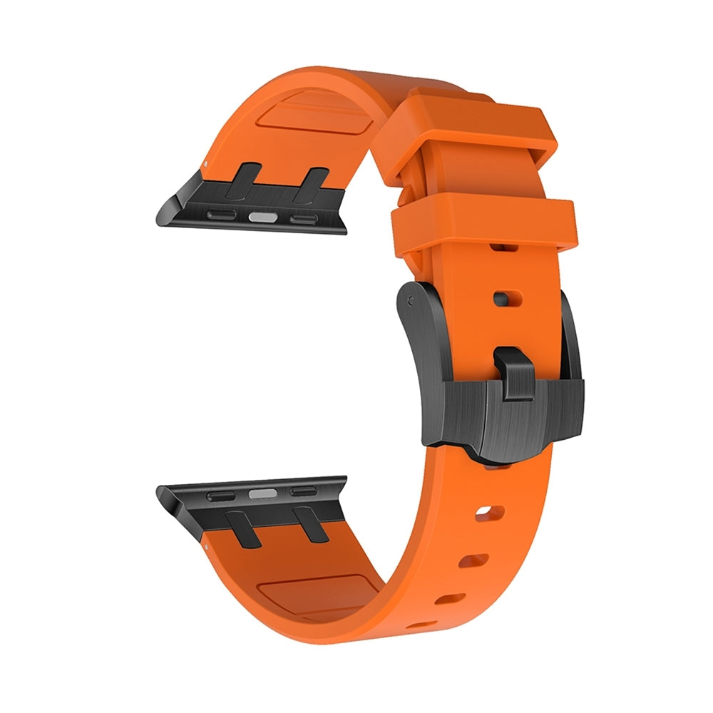 Metal Head Silicone Band For Apple Watch 45/49 Orange With Black Head | 224541