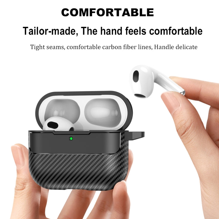 AirPods 4 TPU Carbon Fiber Texture Protective Case White