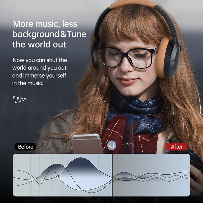 Wireless Active Noise Cancelling HeadPhones | Black / Brown