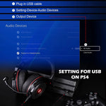 EKSA 2in1 Gaming Headset 7.1 Surround Sound With 3.5mm Jack | Black Red