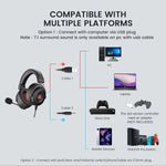 EKSA 2in1 Gaming Headset 7.1 Surround Sound With 3.5mm Jack | Black Red