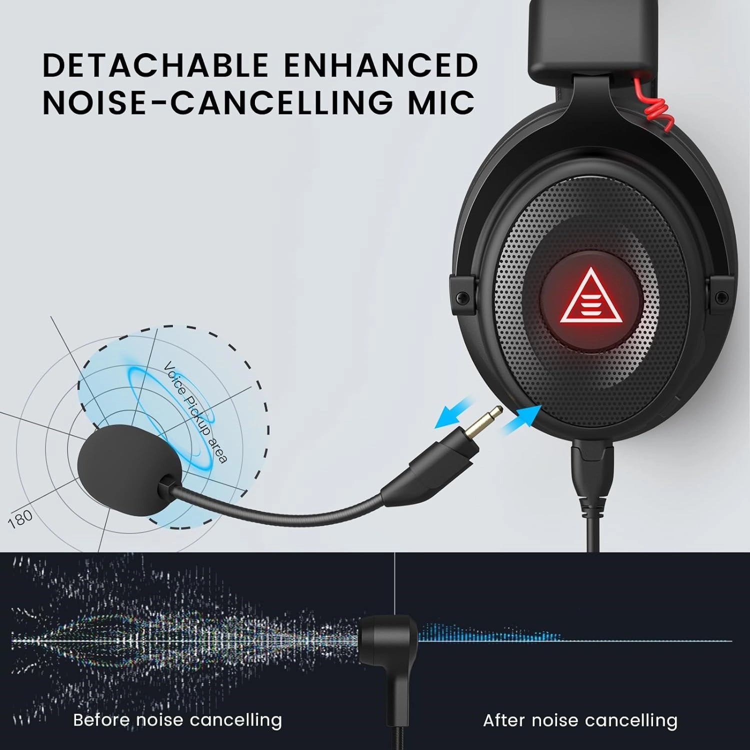 EKSA 2in1 Gaming Headset 7.1 Surround Sound With 3.5mm Jack | Black Red