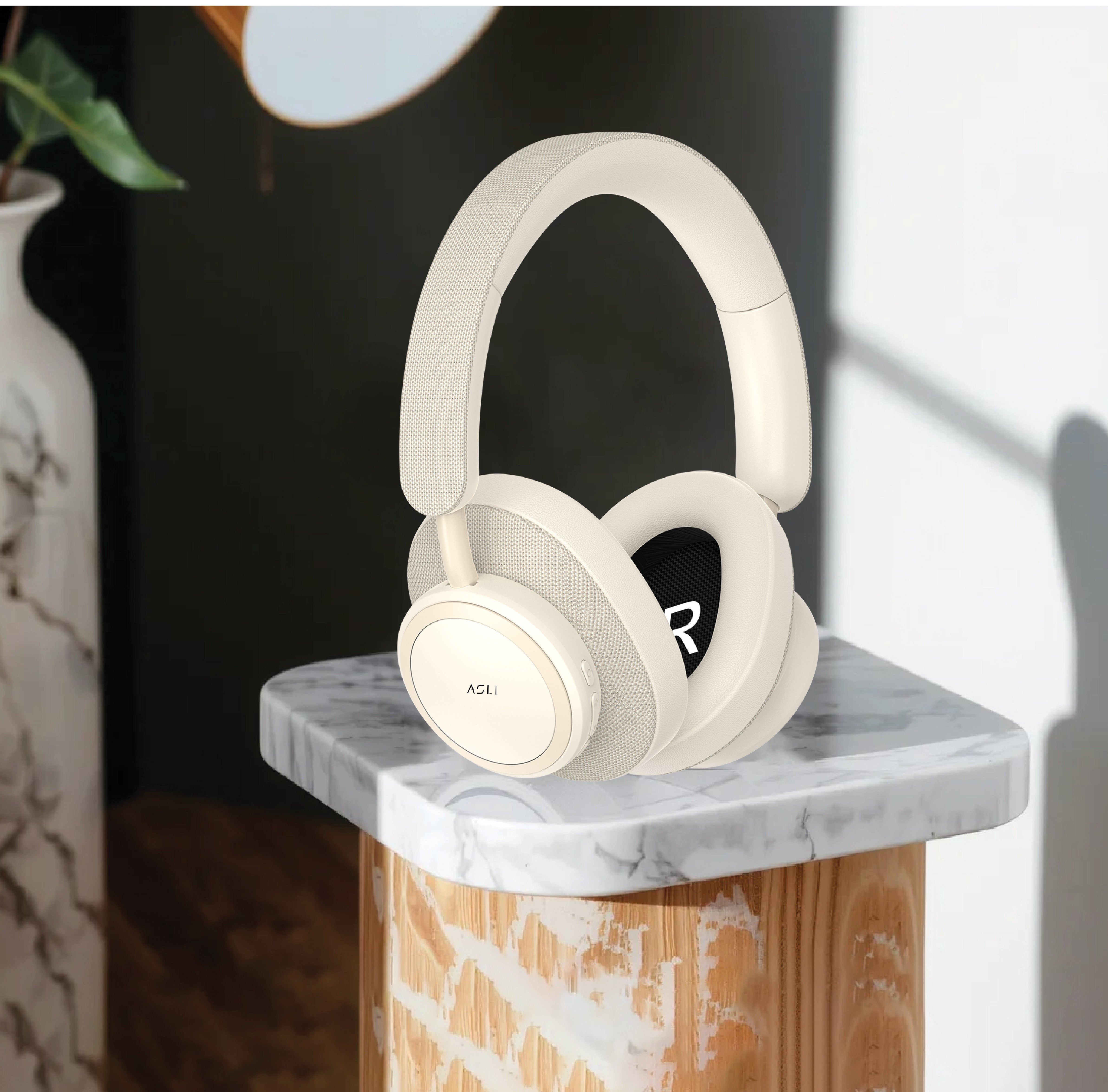 Asli Global Echo Max Ultimate Sound Over-Ear Wireless Headphones | Beige