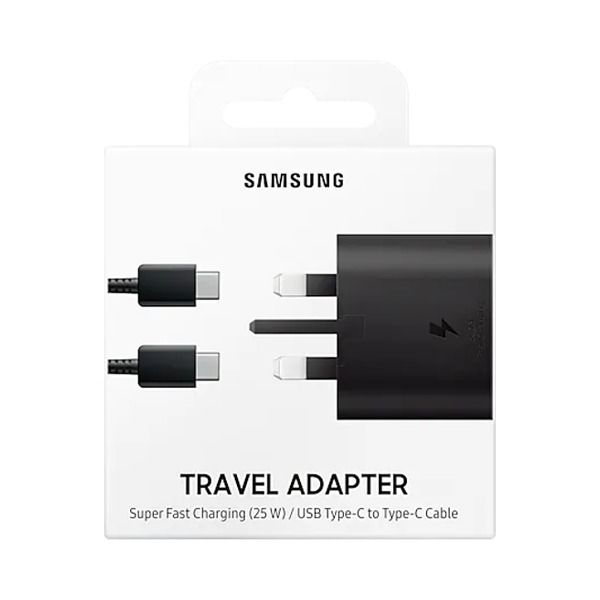 محول السفر سامسونج بقوة 25 واط مع USB-C إلى USB-C - أسود (EP-TA800XBEGAE)