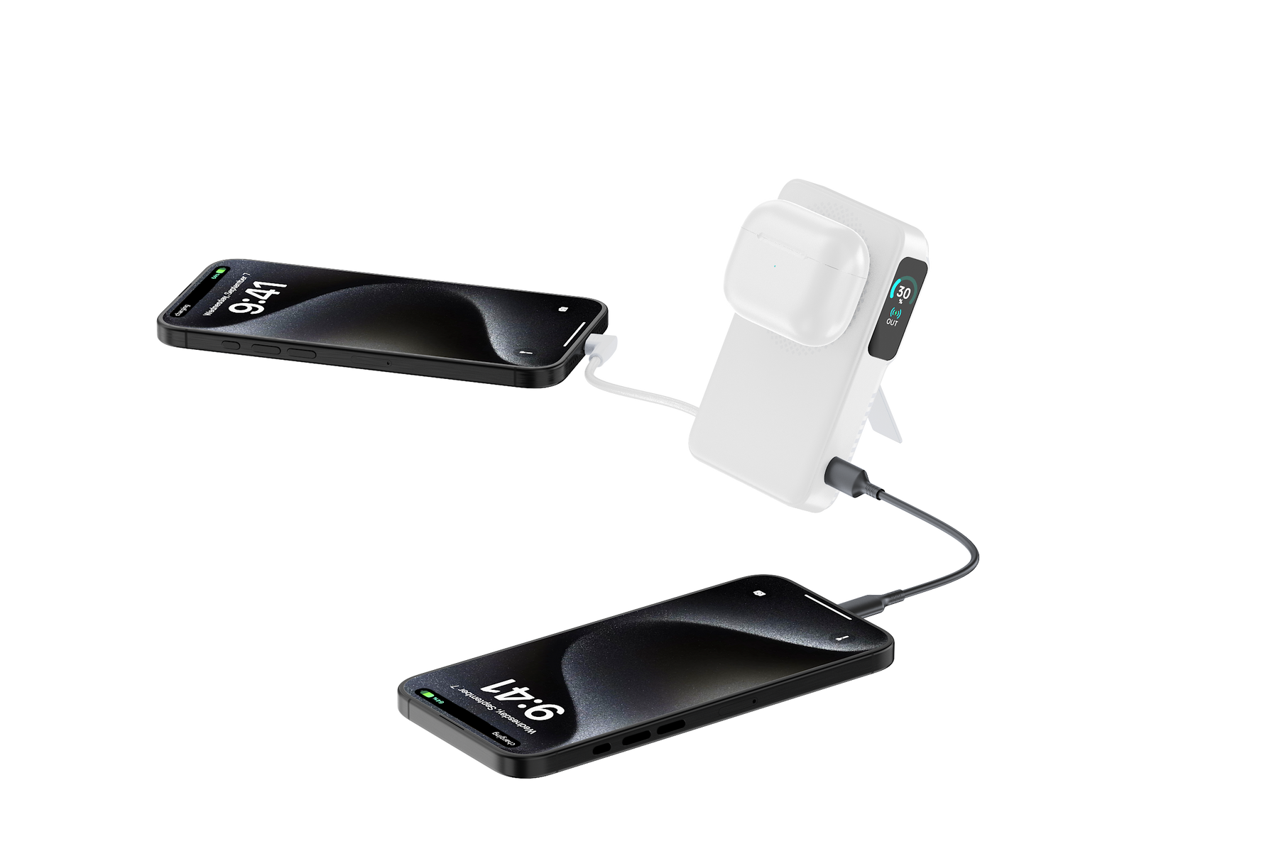 بطارية متنقلة Magcrest Flow من أسلي جلوبال 5 في 1 لاسلكي 10000 مللي أمبير بتقنية PD مع منفذي Type-C | أبيض