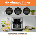 قلاية هوائية رقمية Geepas سعة 9.2 لتر بتقنية VORTX – شاشة لمس LED وطهي صحي بدون زيت