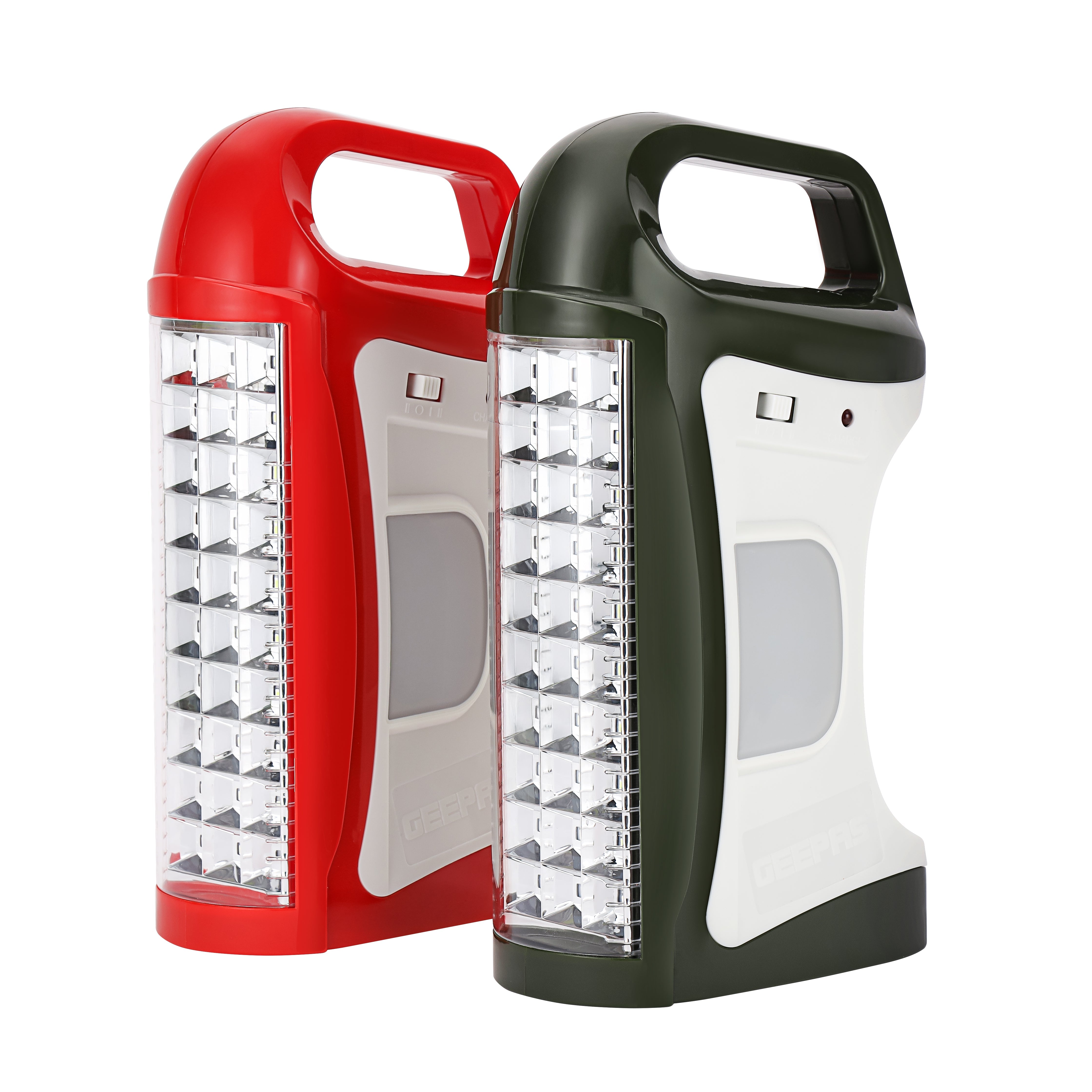 فانوس LED قابل للشحن من Geepas  – عبوتان | مدة تشغيل 60 ساعة | LEDs مزدوجة الجوانب موفرة للطاقة | إضاءة تلقائية عند انقطاع التيار | للاستخدام المنزلي والخارجي