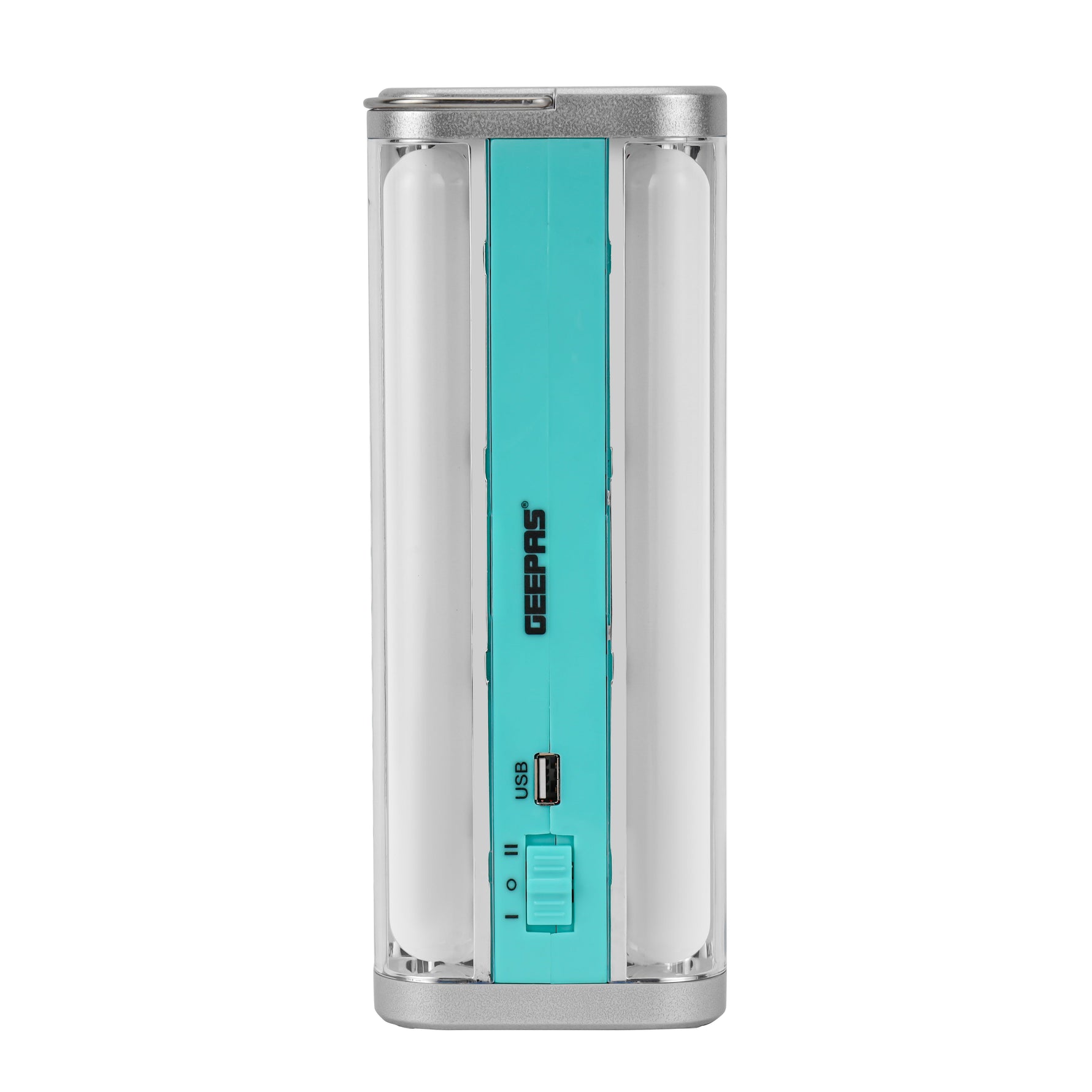 Geepas Emergency Lantern | 100 SMD LED| Solar Input| Type-C Charging| USB Output| 1800mAh Lithium Battery | Multi-Function Rechargeable Light