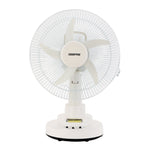 Geepas Rechargeable 12-Inch Oscillating Fan | 3-Speed Control | LED Light | Long Battery Backup | Portable Design for Home & Outdoor Use