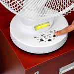 Geepas Rechargeable 12-Inch Oscillating Fan | 3-Speed Control | LED Light | Long Battery Backup | Portable Design for Home & Outdoor Use