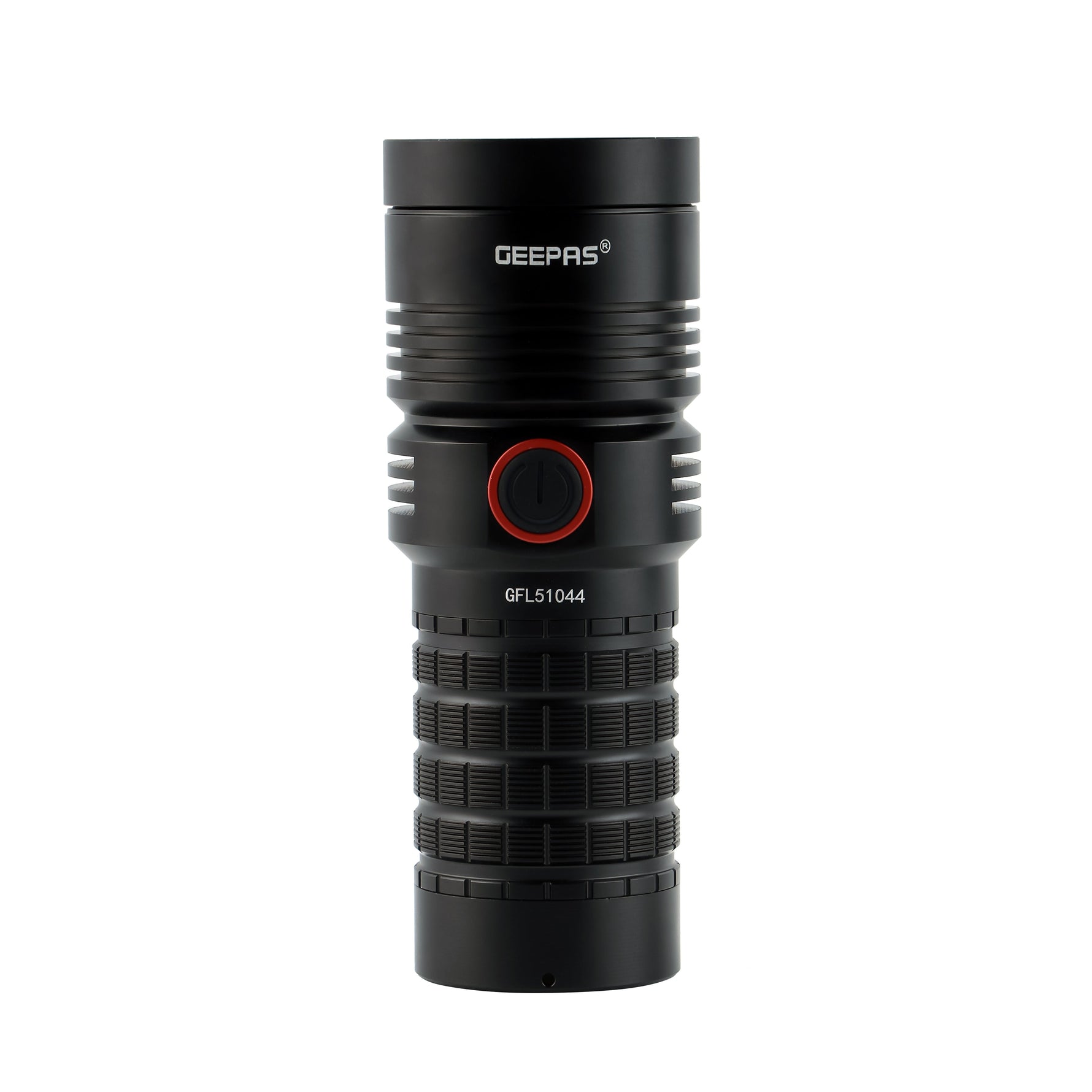 Geepas Waterproof LED Flashlight with Power Bank- GFL51044| Aluminum Housing with 25W High Power LED| 15 Hours Working Time with Power Reminder