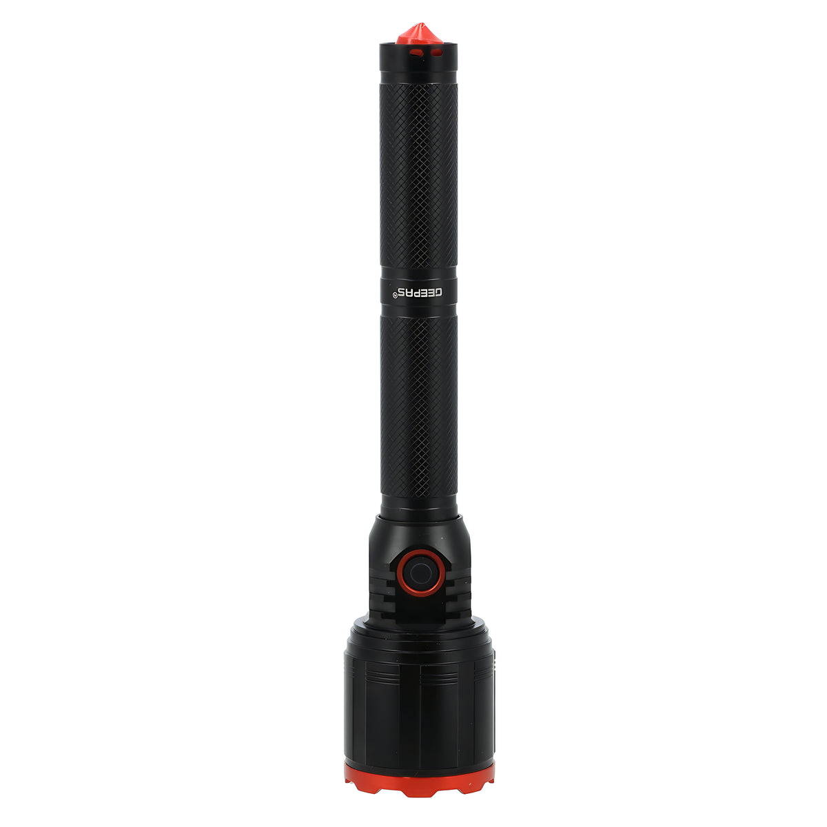 Geepas Rechargeable LED Flashlight | 15W XHP50 High Power Torch| 1300 Lumens Output| Long-Lasting Li-ion Battery| Micro USB Charging & Multiple Light Modes