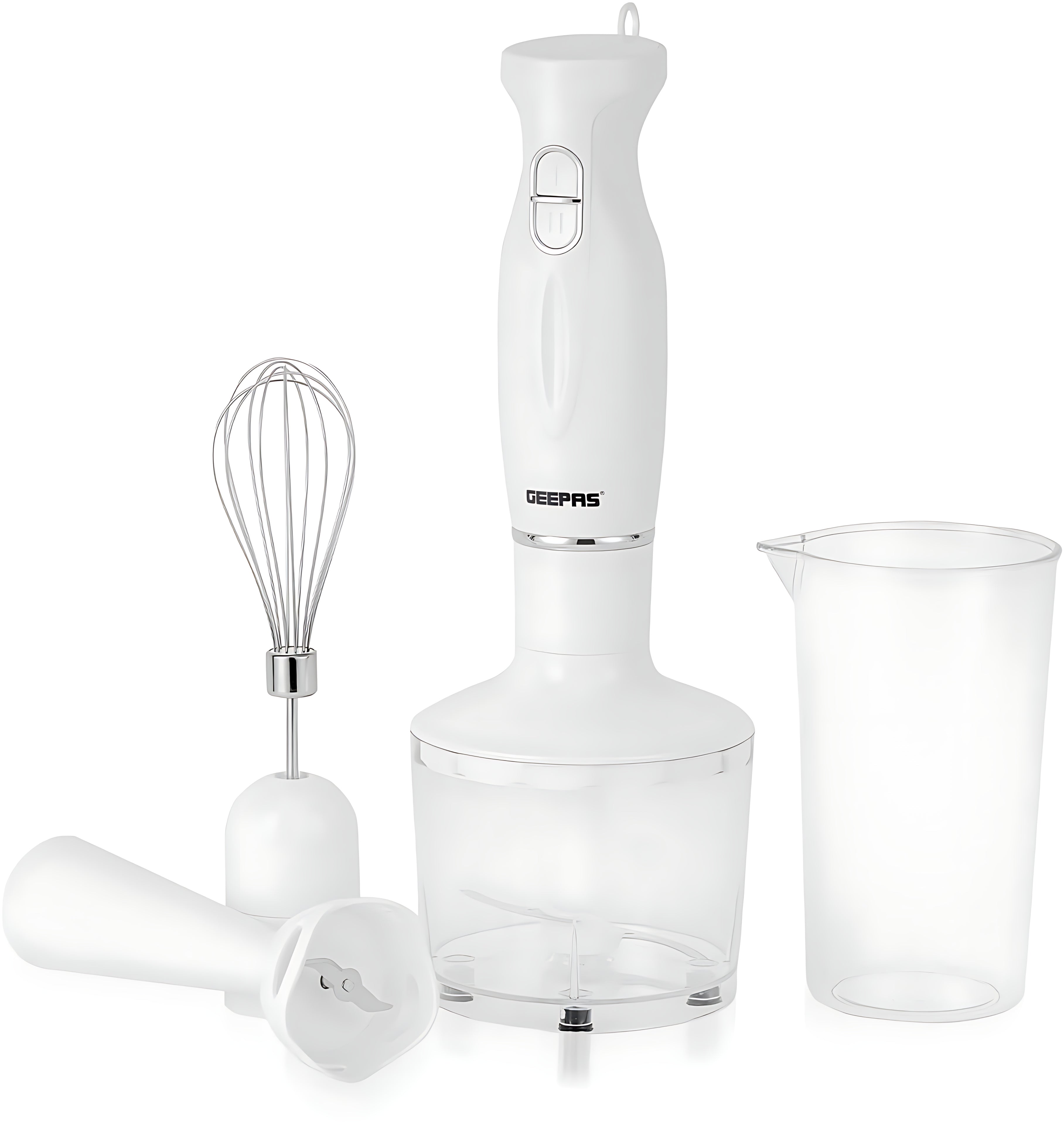 Geepas GHB6144 200W Hand Blender Set – 2-Speed Detachable Stick Blender & Whisk, Stainless Steel Blades | Ideal for Smoothies, Shakes, Purees & More