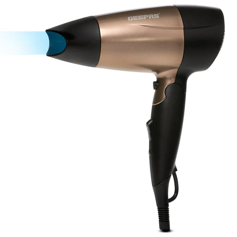 Geepas Mini Travel Hair Dryer – 1600W | 2 Speeds, 2 Heat Settings | Foldable