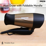 Geepas Mini Travel Hair Dryer – 1600W | 2 Speeds, 2 Heat Settings | Foldable