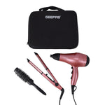 Geepas 4-in-1 Hair Styling Kit – 2000W | Ceramic Plates | 360° Swivel Cord