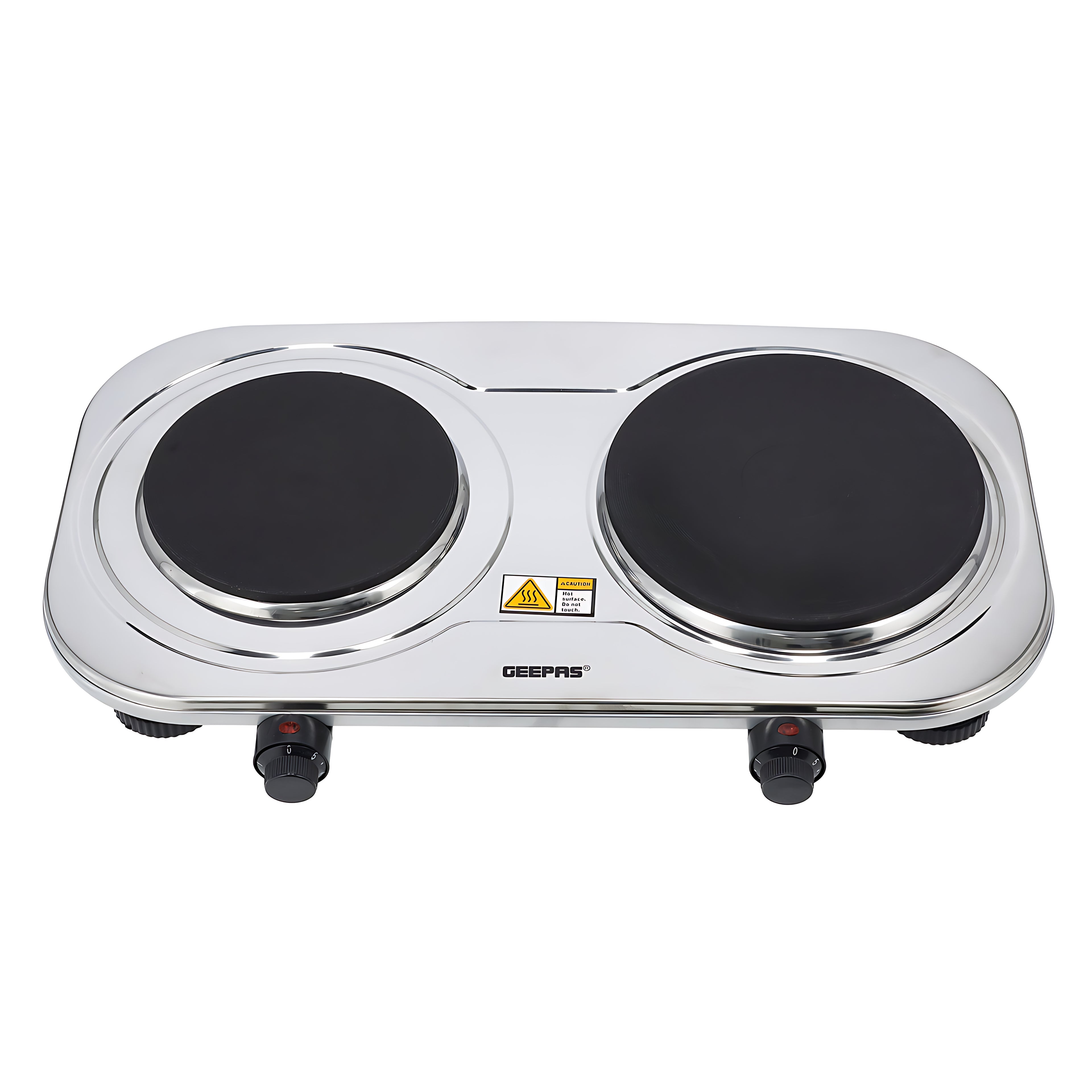 Geepas Double Hot Plate – 2500W, Dual Solid Plates, Adjustable Temp, Auto Thermostat, Overheat Protection