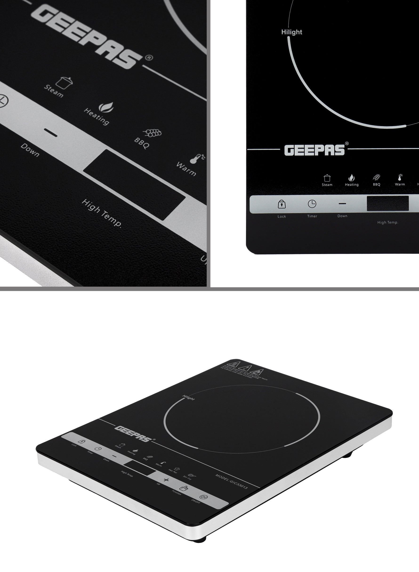 Geepas Digital Infrared Cooker | 2000W Ceramic Heating Element | Touch Control | LED Display| 10 Adjustable Power Levels| Timer, Safety Protection