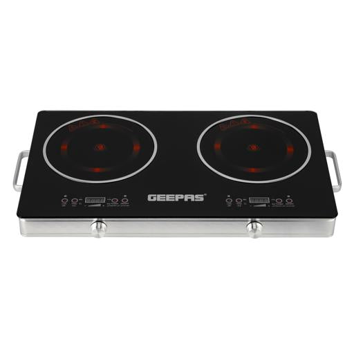 Geepas Digital Infrared Cooker |3600W Double Cooking Hob | Dual Ceramic Plates| Touch & Knob Control | Digital Display | Timer | Safety Protection