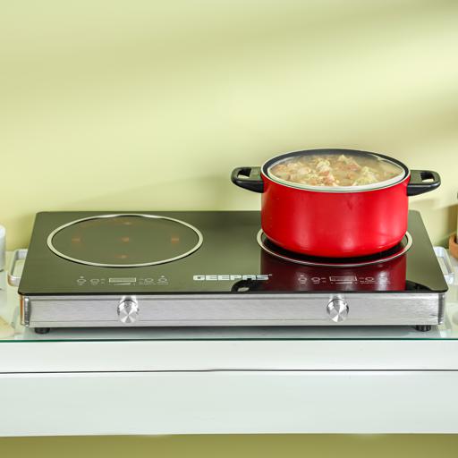 Geepas Digital Infrared Cooker |3600W Double Cooking Hob | Dual Ceramic Plates| Touch & Knob Control | Digital Display | Timer | Safety Protection
