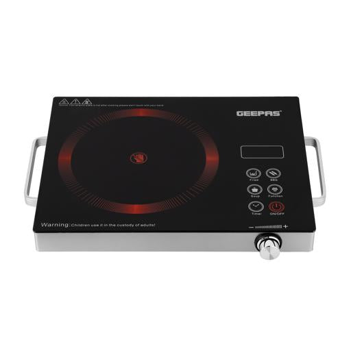 Geepas Digital Infrared Cooker | 2000W Ceramic Heating Element| Multi-Stage Cooking Options| Touch Control | 4-Digit LED Display | Portable Design