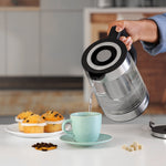 Geepas 1.8L Electric Glass Kettle | Powerful 2200W Fast-Boil Design | S/S Tea Filter| LED Illumination| Automatic Shut-Off| Boil Dry Protection & Durable Body