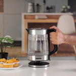 Geepas 1.8L Electric Glass Kettle | Powerful 2200W Fast-Boil Design | S/S Tea Filter| LED Illumination| Automatic Shut-Off| Boil Dry Protection & Durable Body