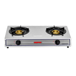 Geepas Stainless Steel Gas Cooker / Double Cast Iron Burner Stovetop| Low Gas Consumption | Efficient Heating | Auto Ignition System | LPG Stove | Silver