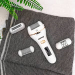 Geepas 4-in-1 Rechargeable Ladies Epilator Set | Hair Shaver | Epilator & Dual Callous Remover Heads | LED Battery Display | 2-Speed Levels