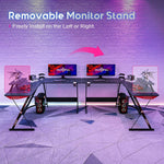 GAMEON L-Shaped Slayer I Series Gaming Desk (Size: 129*129*74cm & Table top 80*46cm) With Headset Hook, Cup Holder & Accessories Stand | Black