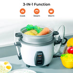 Geepas Multi-Function Rice Cooker | 1L Capacity| Perfect for Cooking, Steaming & Keeping Food Warm | Energy Efficient & Easy to Clean Design