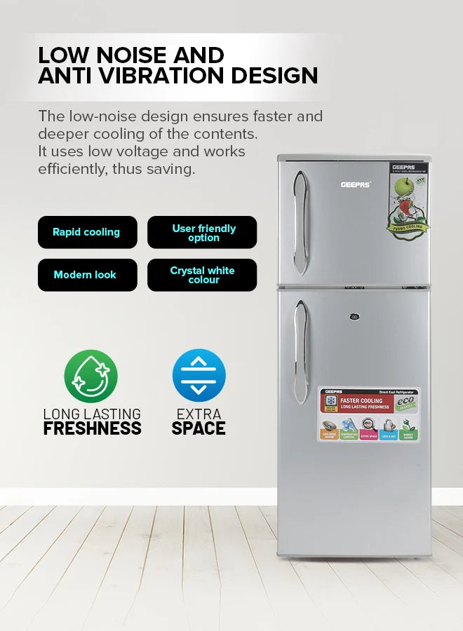 Geepas 180L Double-Door Direct Cool Refrigerator